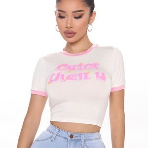 Fashion Nova Cuter than you crop top graphic tee